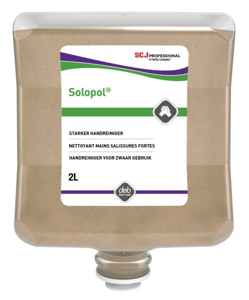 Solopol® ist ein Lösemittelfreier Handreiniger mit natürlichem Reibemittel zur Entfernung starker Verschmutzungen durch Lacke auf Wasserbasis, Öle und Fette. Leicht parfümiert.